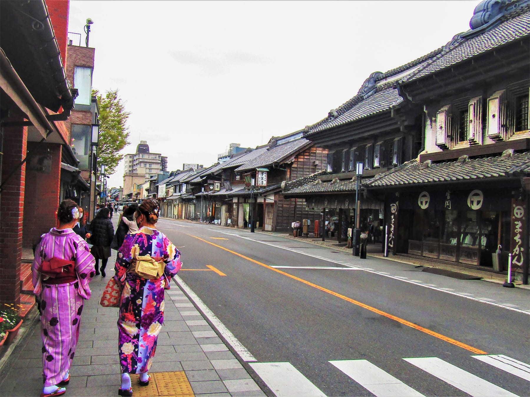 Historic clay-walled merchant houses lining Kurazukuri Street in Kawagoe, Little Edo.